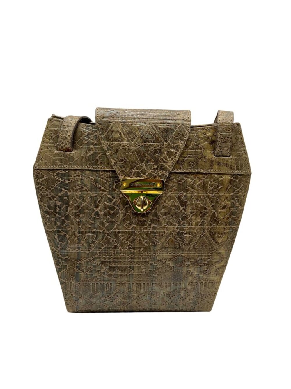 Albert Nipon Taupe Embossed Leather Tote Bag